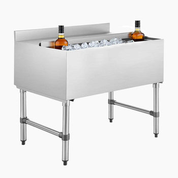 Commercial Ice Bin, 134.7 Qt Max Capacity, 36 x 24 x 33 Inch Stainless Steel Ice Chest with Sliding Lid, 24H Long-Lasting Insulation, Cooler Cart Cocktail Unit for Bar Restaurant Pub, NSF