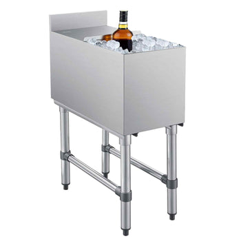 Commercial Ice Bin, 39.6 Qt Max Capacity, 12 x 24 x 33 Inch Stainless Steel Ice Chest with Sliding Lid, 24H Long-Lasting Insulation, Cooler Cart Cocktail Unit for Bar Restaurant Pub, NSF