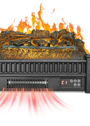 Electric Fireplace Log, 20 inch Fireplace Insert Log Heater, with Remote Controller, 5 Adjustable Flame Brightness, 24H Timer, Overheat Protection, Thermostat, for Home and Office Decor Black