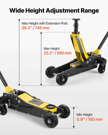 Floor Jack, 3 Ton (6614 lbs) Capacity, Aluminum & Steel Racing Floor Jack with Dual Pistons Quick Lift Pump & Extension Post, Hydraulic Trolley Car Lift for SUV Pickup, Lifting Range 5.9"-29.3"