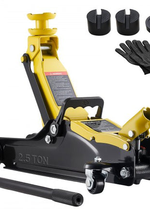 Low Profile Floor Jack, 2.5 Ton (5512 lbs) Capacity, Steel Racing Floor Jack with Single Piston Quick Lift Pump & Raised Saddle, Hydraulic Trolley Car Lift for SUVs, Lifting Range 3.3"-13.8"
