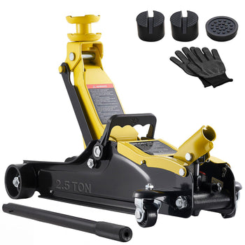 Low Profile Floor Jack, 2.5 Ton (5512 lbs) Capacity, Steel Racing Floor Jack with Single Piston Quick Lift Pump & Raised Saddle, Hydraulic Trolley Car Lift for SUVs, Lifting Range 3.3"-13.8"