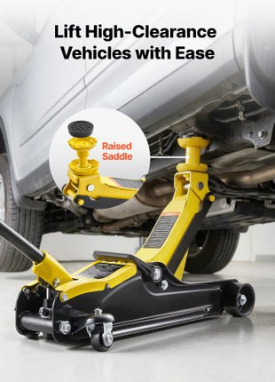Low Profile Floor Jack, 2.5 Ton (5512 lbs) Capacity, Steel Racing Floor Jack with Single Piston Quick Lift Pump & SUV Adapters, Hydraulic Trolley Car Lift for Sedans, Lifting Range 3.3"-13.8"