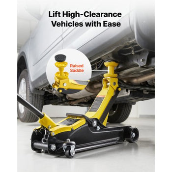 Low Profile Floor Jack, 2.5 Ton (5512 lbs) Capacity, Steel Racing Floor Jack with Single Piston Quick Lift Pump & SUV Adapters, Hydraulic Trolley Car Lift for Sedans, Lifting Range 3.3"-13.8"