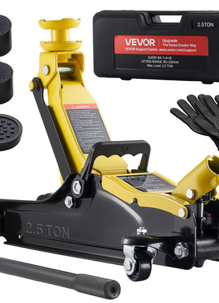 Low Profile Floor Jack, 2.5 Ton (5512 lbs) Capacity, Steel Racing Floor Jack with Single Piston Quick Lift Pump & SUV Adapters, Hydraulic Trolley Car Lift for Sedans, Lifting Range 3.3"-13.8"