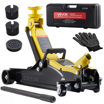 Low Profile Floor Jack, 2.5 Ton (5512 lbs) Capacity, Steel Racing Floor Jack with Single Piston Quick Lift Pump & SUV Adapters, Hydraulic Trolley Car Lift for Sedans, Lifting Range 3.3"-13.8"