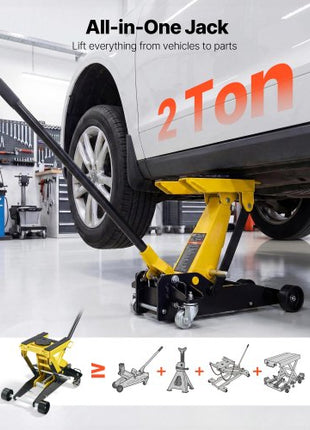 Low Profile Floor Jack, 2 Ton (4409 lbs) Capacity, Steel Racing Floor Jack with Single Piston Quick Lift Pump, Hydraulic Trolley Car Lift for Cars, Motorcycles, ATVs, Lifting Range 5.7"-17"