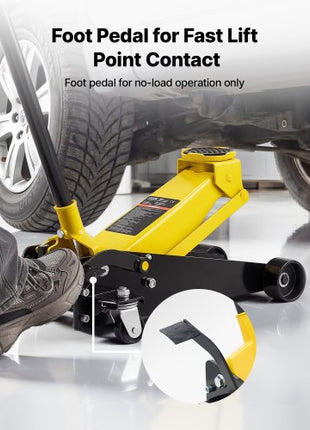 Low Profile Floor Jack, 3 Ton (6614 lbs) Capacity, Steel Racing Floor Jack with Single Piston Quick Lift Pump & Foot Pedal, Hydraulic Trolley Car Lift for SUVs, Pickups, Lifting Range 5.1"-19.7"