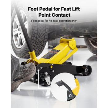 Low Profile Floor Jack, 3 Ton (6614 lbs) Capacity, Steel Racing Floor Jack with Single Piston Quick Lift Pump & Foot Pedal, Hydraulic Trolley Car Lift for SUVs, Pickups, Lifting Range 5.1"-19.7"