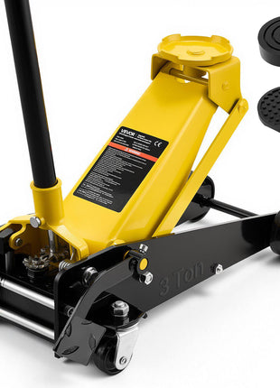 Low Profile Floor Jack, 3 Ton (6614 lbs) Capacity, Steel Racing Floor Jack with Single Piston Quick Lift Pump & Foot Pedal, Hydraulic Trolley Car Lift for SUVs, Pickups, Lifting Range 5.1"-19.7"