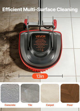 Commercial Floor Scrubber Machine, Heavy Duty Floor Cleaner Polisher with 2 Wheels,  Professional Electric Carpet Buffer, Max 1900 RPM, 43 FT Cord, 3 Pads & 3 Brushes - All Floor Surfaces