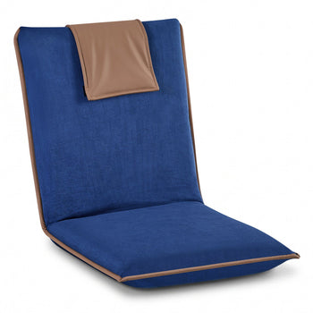 Floor Chair, 6 Adjustable Positions Folding Floor Gaming Chair with Back Support, Easy to Carry, Sturdy Metal Frame with Recycled Foam and Suede Fabric Surface, for Reading, Relaxing, Dark Blue
