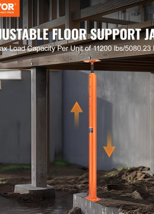 House Floor Jack, 54"-150" Height Range, 11200 lbs Max Load Capacity, Adjustable Support Beam Basement Jack Post Pole for Leveling, Lift Support Steel Telescoping Jack for Temporary Support