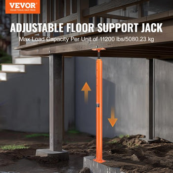 House Floor Jack, 54"-150" Height Range, 11200 lbs Max Load Capacity, Adjustable Support Beam Basement Jack Post Pole for Leveling, Lift Support Steel Telescoping Jack for Temporary Support