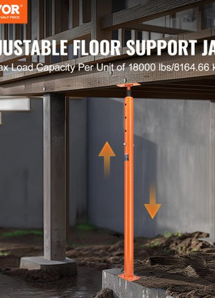 House Floor Jack, 53"-93" Height Range, 18000 lbs Max Load Capacity, Adjustable Support Beam Basement Jack Post Pole for Leveling, Lift Support Steel Telescoping Jack Post for Temporary Support