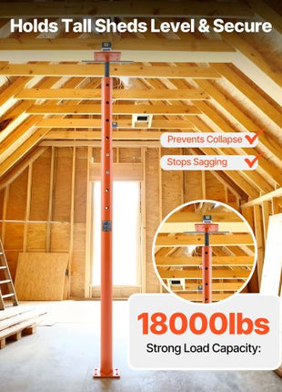 House Floor Jacks, 2 Pack 53-93 Inch Height Range, 18000 lbs Max Load Capacity, Adjustable Support Beam Basement Jack Post Pole for Leveling, Lift Steel Telescoping Post for Temporary Support