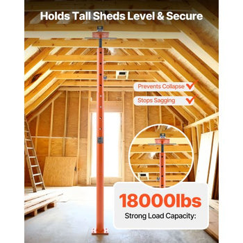 House Floor Jacks, 2 Pack 53-93 Inch Height Range, 18000 lbs Max Load Capacity, Adjustable Support Beam Basement Jack Post Pole for Leveling, Lift Steel Telescoping Post for Temporary Support