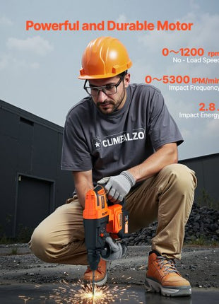 20V Brushless Cordless Hammer Drill, Lithium-Ion 1 Inch Rotary Hammer Driver, SDS-Plus Electric Lightweight Power Tool Kit with Battery and Charger, 4 Functions, 1200 RPM, 5300 BPM