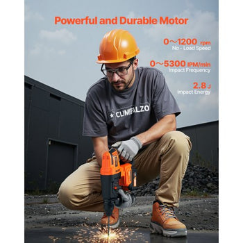 20V Brushless Cordless Hammer Drill, Lithium-Ion 1 Inch Rotary Hammer Driver, SDS-Plus Electric Lightweight Power Tool Kit with Battery and Charger, 4 Functions, 1200 RPM, 5300 BPM