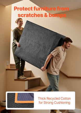 Moving Blankets 12 Pcs, 72 x 40 in (32 lbs/dz) Large Packing Blankets with Cotton Filling, Heavy Duty Nonwoven Fabric Padded Moving Blanket for Shipping, Wrapping, Protecting Furniture