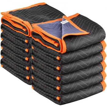 Moving Blankets 12 Pcs, 72 x 40 in (32 lbs/dz) Large Packing Blankets with Cotton Filling, Heavy Duty Nonwoven Fabric Padded Moving Blanket for Shipping, Wrapping, Protecting Furniture
