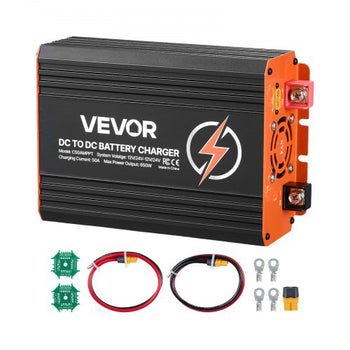 DC to DC Charger with MPPT, 650W, 50A On-Board Battery Charger, Solar Panel/Alternator Dual Input, Smart Multi-Stage Charging for LiFePO4 Lead-Acid Batteries, 12V/24V-12V/24V, for RV Home Backup