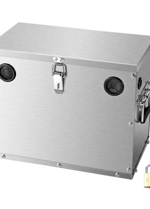 Battery Box, Group 24/31 Trolling Motor Battery Box, Marine Batteries Case with Lock, Handles and Rubber-Grommet Cable Holes, Stainless Steel Shell, Suitable for Cars, Boats & Trolling Motors