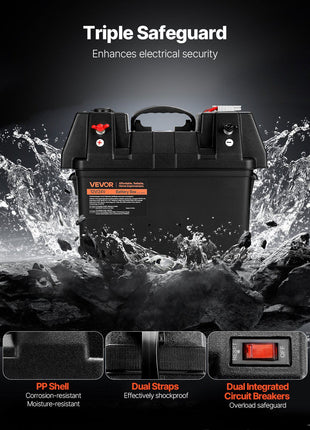 Battery Box, Group 24/31 Trolling Motor Battery Box, 12V/24V Marine Batteries Case with PP Shell and Dual Straps, Smart Batteries Case, Suitable for Trolling Motor, Marine,RV & Solar Panel