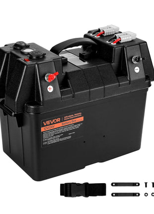 Battery Box, Group 24/31 Trolling Motor Battery Box, 12V/24V Marine Batteries Case with PP Shell and Dual Straps, Smart Batteries Case, Suitable for Trolling Motor, Marine,RV & Solar Panel