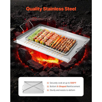 Stainless Steel Griddle, 23x16 inch Universal Flat Top Rectangular Plate, Gas Grill Griddle for BBQ Grill, Teppanyaki, Portable Family Cookware with Handle, for Camping Tailgating Party