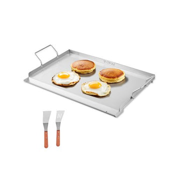 Stainless Steel Griddle, 23x16 inch Universal Flat Top Rectangular Plate, Gas Grill Griddle for BBQ Grill, Teppanyaki, Portable Family Cookware with Handle, for Camping Tailgating Party