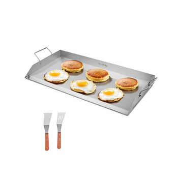 Stainless Steel Griddle, 32x16 inch Universal Flat Top Rectangular Plate, Gas Grill Griddle for BBQ Grill, Teppanyaki, Portable Family Cookware with Handle, for Camping Tailgating Party