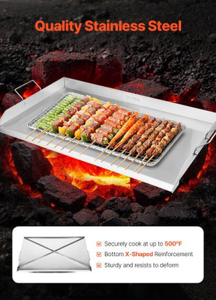 Stainless Steel Griddle, 36x22 inch Universal Flat Top Rectangular Plate, Gas Grill Griddle for BBQ Grill, Teppanyaki, Portable Family Cookware with Handle, for Camping Tailgating Party