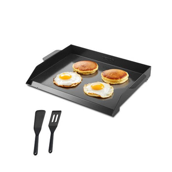 Carbon Steel Griddle, 20x16 inch Universal Flat Top Rectangular Plate, Gas Grill Griddle for BBQ Grill, Teppanyaki, Portable Family Cookware, for Camping Tailgating Party, Black