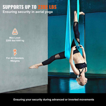 Aerial Silk & Yoga Swing, 11 Yards, Aerial Yoga Hammock Kit with 100gsm Nylon Fabric, Full Rigging Hardware & Easy Set-up Guide, Antigravity Flying for All Levels Fitness Bodybuilding, Blue