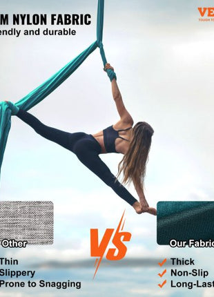 Aerial Silk & Yoga Swing, 8.7 Yards, Aerial Yoga Hammock Kit with 100gsm Nylon Fabric, Full Rigging Hardware & Easy Set-up Guide, Antigravity Flying for All Levels Fitness Bodybuilding, Green