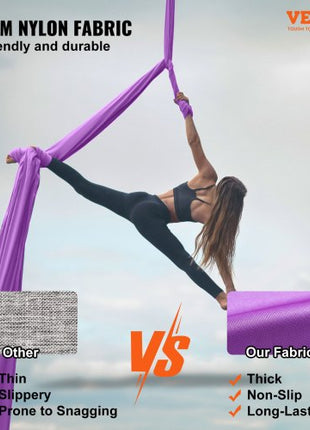 Aerial Silk & Yoga Swing, 8.7 Yards, Aerial Yoga Hammock Kit with 100gsm Nylon Fabric, Full Rigging Hardware & Easy Set-up Guide, Antigravity Flying for All Levels Fitness Bodybuilding, Purple