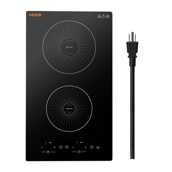Induction Cooktop 12in 2 Burners Built-in Electric Stove 110V 1800W, Low-Power Continuous Heating, Countertop Induction Burner, 9 Power Levels, LED Touch Screen, Ceramic Glass, and Child Lock
