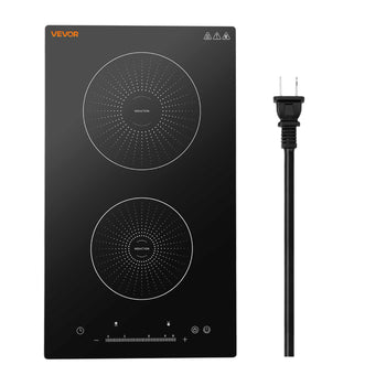 Induction Cooktop 12in 2 Burners Built-in Electric Stove 110V 1800W, Low-Power Continuous Heating, Countertop Induction Burner, 9 Power Levels, LED Touch Screen, Ceramic Glass, and Child Lock