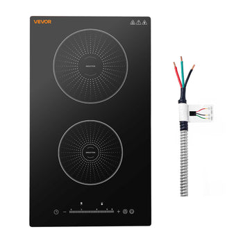 Induction Cooktop 12in 2 Burners Built-in Electric Stove 220V 3500W, Low-Power Continuous Heating, Induction Burner for Kitchen, 9 Power Levels, LED Touch Screen, Ceramic Glass, and Child Lock