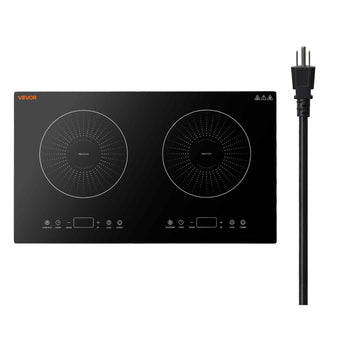 Induction Cooktop 24in 2 Burners Built-in Electric Stove 110V 1800W, Low-Power Continuous Heating, Countertop Induction Burner, 9 Power Levels, LED Touch Screen, Ceramic Glass, and Child Lock