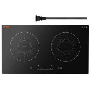 Induction Cooktop 24inch 2 Burners Built-in Electric Stove 110V 1800W, Low-Power Continuous Heating, Induction Burner, with 9 Power Levels, LED Touch Screen, and Child Lock, for Kitchen, RV
