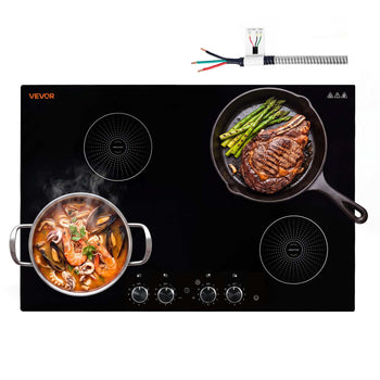 Induction Cooktop 30inch 4 Burners Built-in Electric Stove 220V 7200W, Low-Power Continuous Heating, Induction Burner for Kitchen, with 11 Power Levels, Knob Control, and Child Lock