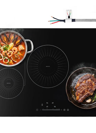 Induction Cooktop 30inch 4 Burners Built-in Electric Stove 220V 7500W, Low-Power Continuous Heating, Induction Burner for Kitchen, with 9 Power Levels, LED Touch Screen, and Child Lock