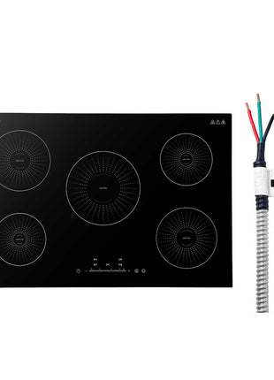 Induction Cooktop 30in 5 Burners Built-in Electric Stove 220V 9200W, Low-Power Continuous Heating, Induction Burner for Kitchen, 9 Power Levels, LED Touch Screen, Ceramic Glass, Child Lock