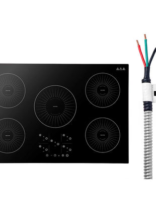 Induction Cooktop 30in 5 Burners Built-in Electric Stove 220V 9200W, Low-Power Continuous Heating, Induction Burner for Kitchen, 9 Power Levels, LED Touch Screen, Ceramic Glass, and Child Lock