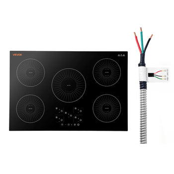 Induction Cooktop 30in 5 Burners Built-in Electric Stove 220V 9200W, Low-Power Continuous Heating, Induction Burner for Kitchen, 9 Power Levels, LED Touch Screen, Ceramic Glass, and Child Lock