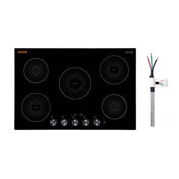 Induction Cooktop 30in 5 Burners Built-in Electric Stove 220V 9200W, Low-Power Continuous Heating, Induction Burner for Kitchen, 11 Power Levels, Knob Control, Ceramic Glass, and Child Lock