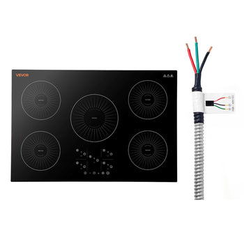 Induction Cooktop 36in 5 Burners Built-in Electric Stove 220V 9200W, Low-Power Continuous Heating, Induction Burner for Kitchen, 9 Power Levels, LED Touch Screen, Ceramic Glass, and Child Lock