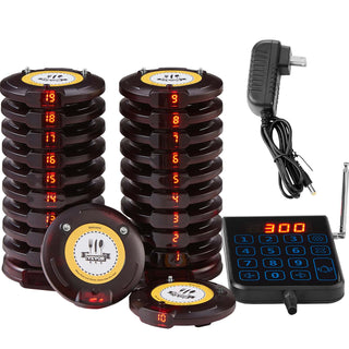 Restaurant Pager System, Wireless 500m Long Range Lineup Waiting Queue Signal, Guest Customer Calling Beepers with Vibration & Flashing, 20 Buzzers for Food Truck, Church, Nursery, Hospital